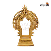Brass Frame with Base – 10 Inch Height | Decorative Brass Framed Panel with Stand for Religious Gifting